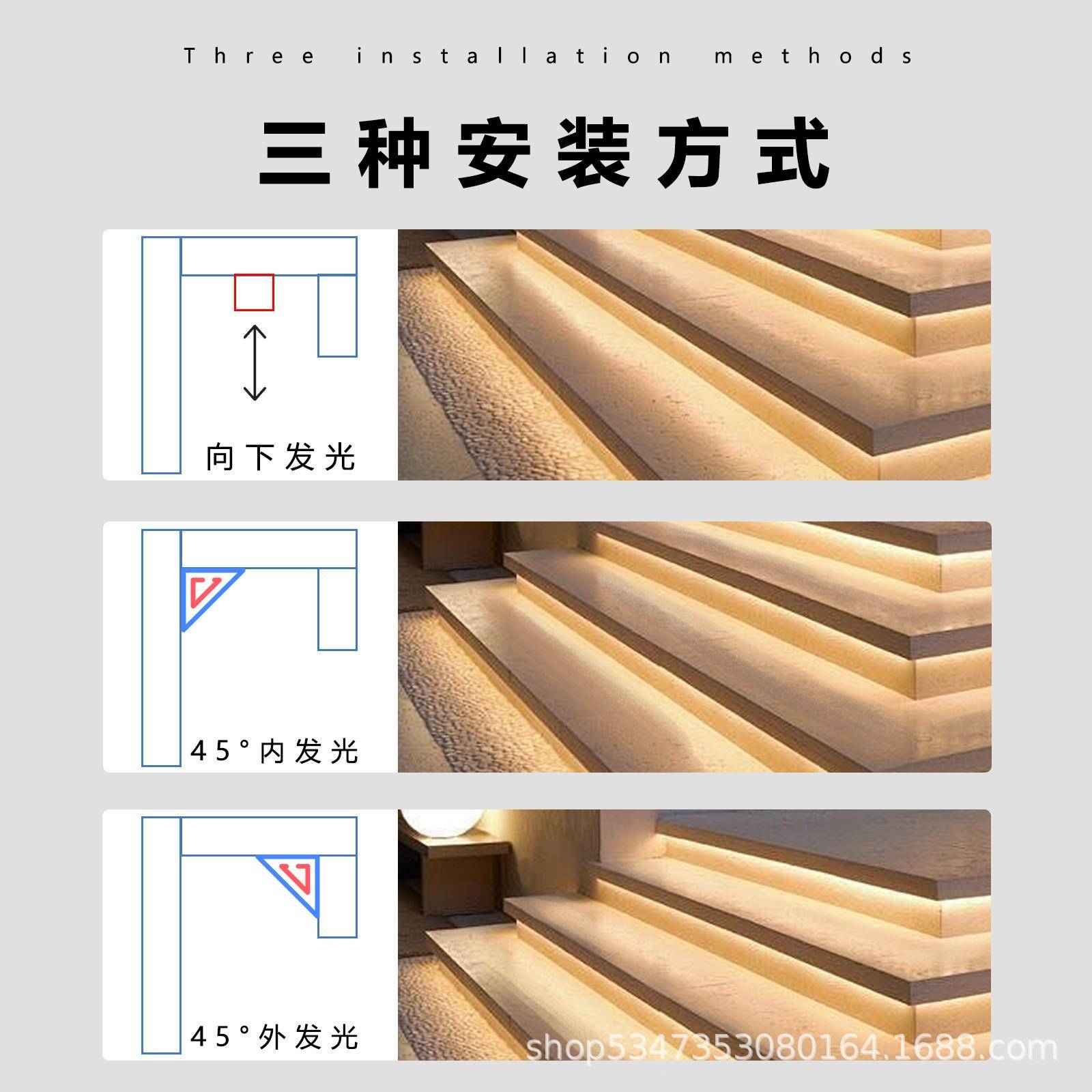 网红楼梯灯踏PLC楼梯步灯感应台阶灯带智光流水灯跑能马梯步追免