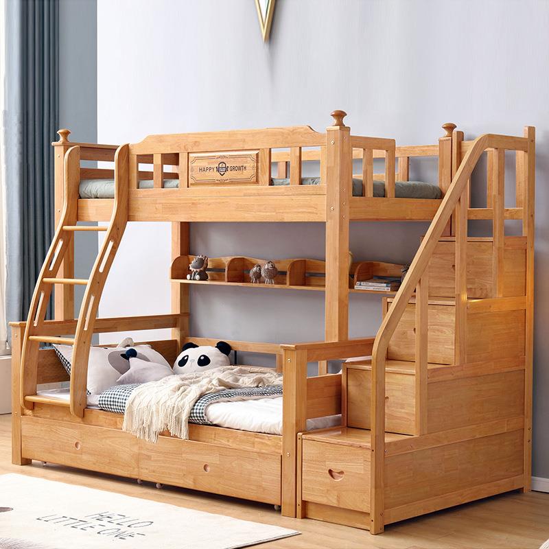 橡木子母上下铺床全木上床双层床实下童高低小户型双人儿两926#层