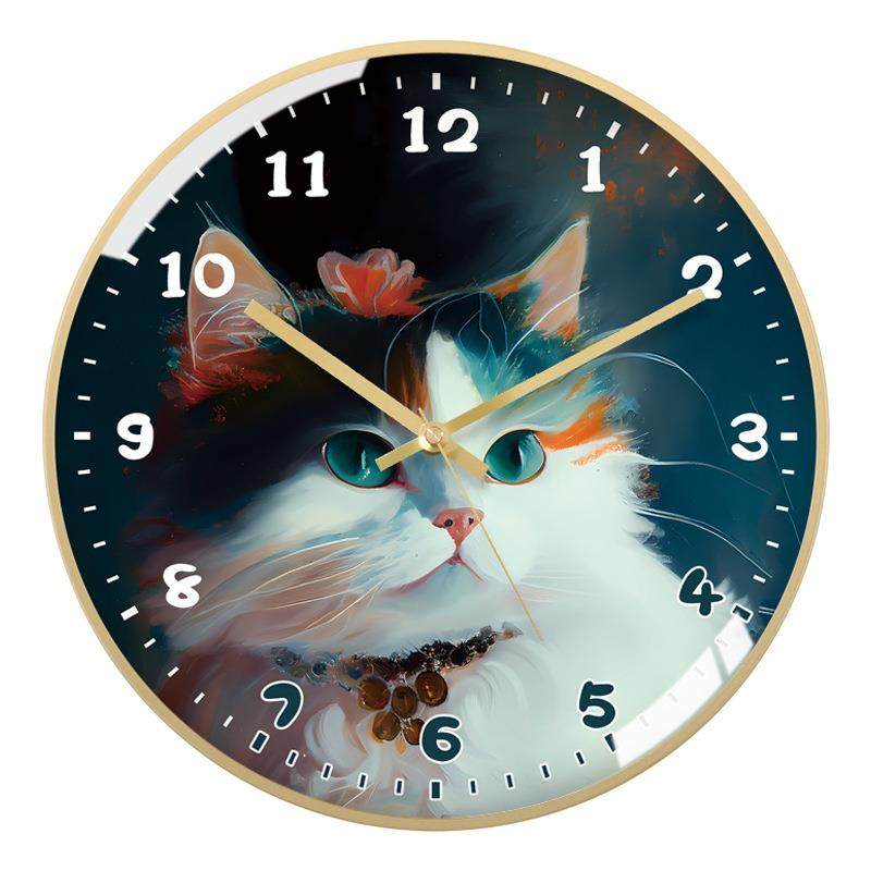 TJ可爱ZCG小猫咪静尚音时钟宠物店Q客厅卧创意钟表时家用萌室宠挂