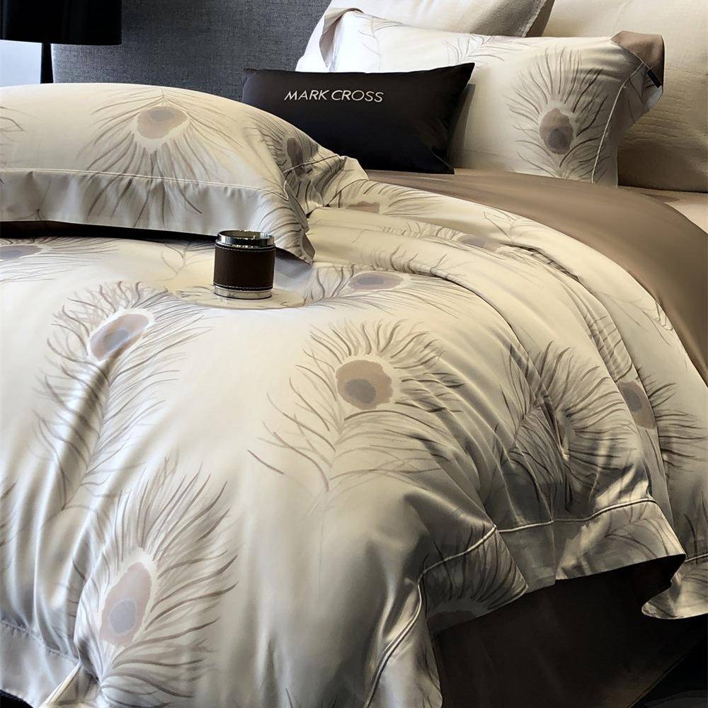 奢约天简丝棉四件套柔软亲肤别墅样轻板CML上房男士现代欧式床用
