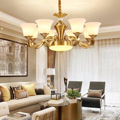 亿大饰全铜欧式吊灯大客灯534厅灯复古温馨卧室餐厅气美式灯具铜