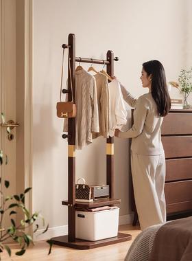 实衣帽架小型木落地卧室挂衣架子室办公室OGX客家用内厅立式挂衣
