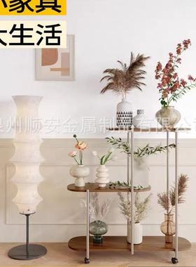 225款花架子客厅落地式新胡桃23066+24木层板花盆件展示可移0动摆