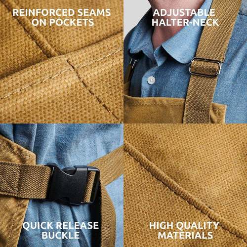 帆布多口袋围裙样衣101-打蜡防水耐磨加厚木工烹饪园艺工作围裙复