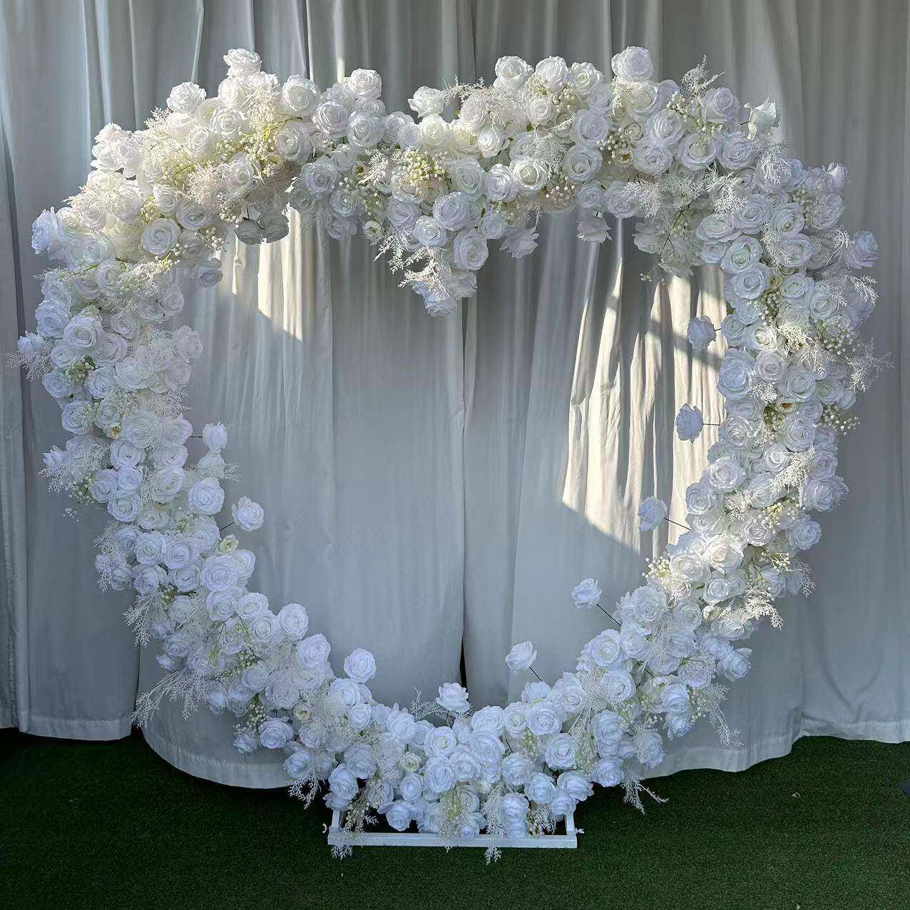 工厂瑰仿底布白色心形拱门玫拱门XM003真婚庆背景求婚背景