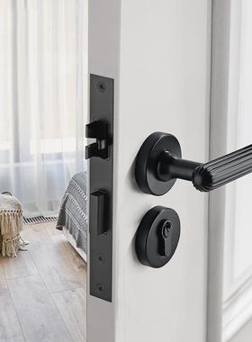 色门锁室内金全铜门把家用磁吸静音奢分体黑色BS2室内轻简约通手