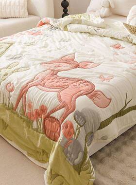 春秋十层纱布毯卡通全棉毛巾单被棉加YOR厚双盖人泡芙被子纯儿童