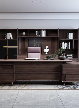 新ERW14556中式办公桌椅组合黑胡班桃木实木单人老板桌裁桌简现代