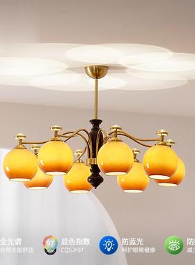 美拉德中古书vinag柿子客厅吊灯美FMGe式复古房卧室餐厅护眼实t木