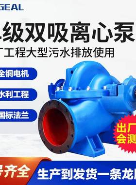 10SH-19卧式铸铁双吸泵大流量灌溉中开泵蜗壳式循环离心水泵