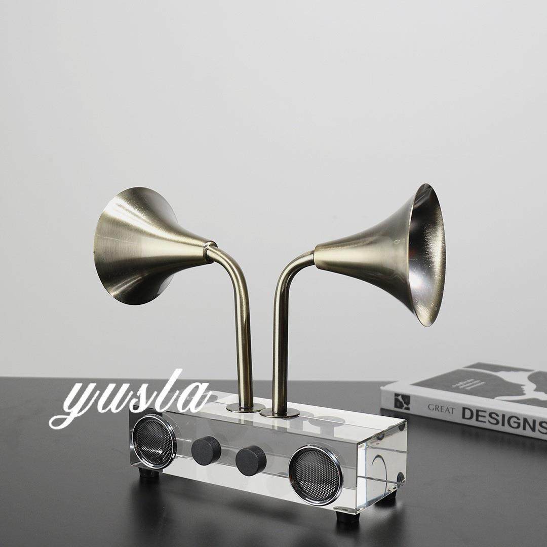 新中式简约复古留声机摆件书房柜电视柜客厅办公室售楼处软装饰品