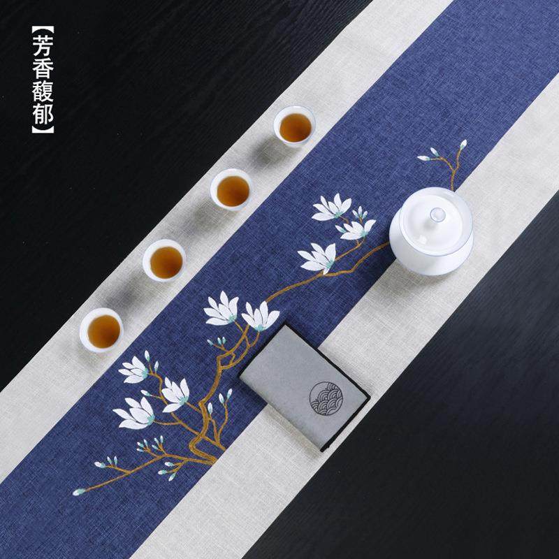 新中式麻纹手绘茶席日式禅意桌旗防水中国风绘画棉麻布艺茶台桌布,鲜花速递/花卉仿真/绿植园艺,割草机/草坪机,淘宝优惠券,粉丝福利购,淘宝优惠卷