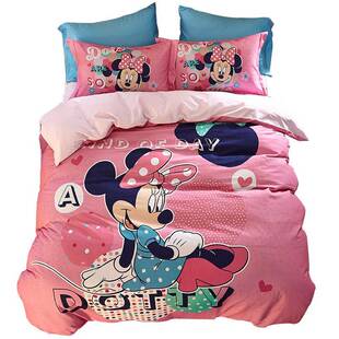 儿童床单四件套女孩冬季加厚公主卡通床品磨毛被套