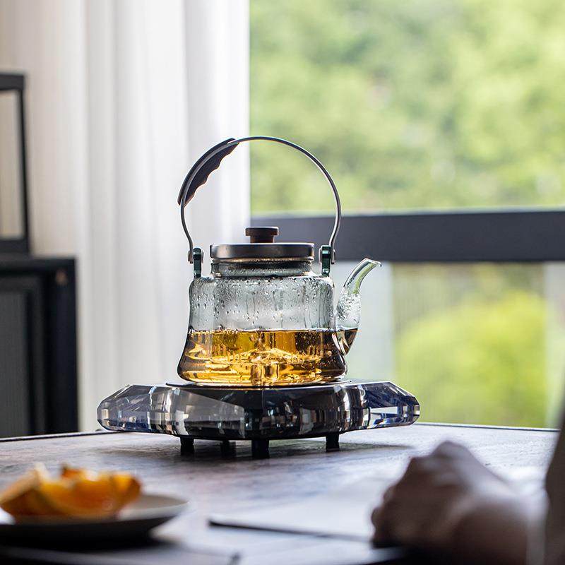 水晶玻璃煮茶器煮茶炉茶具套装家用高端电陶炉蒸煮茶高提梁烧水壶