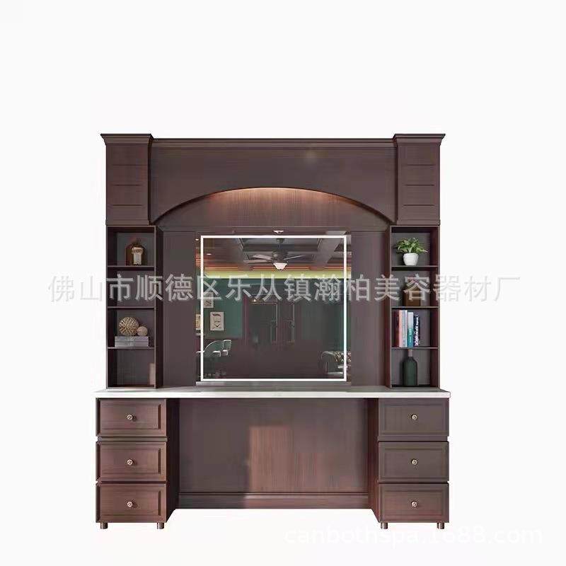 瀚柏复古板式美发店镜台发廊烫染区理发店镜子潮店烫染桌台镜子