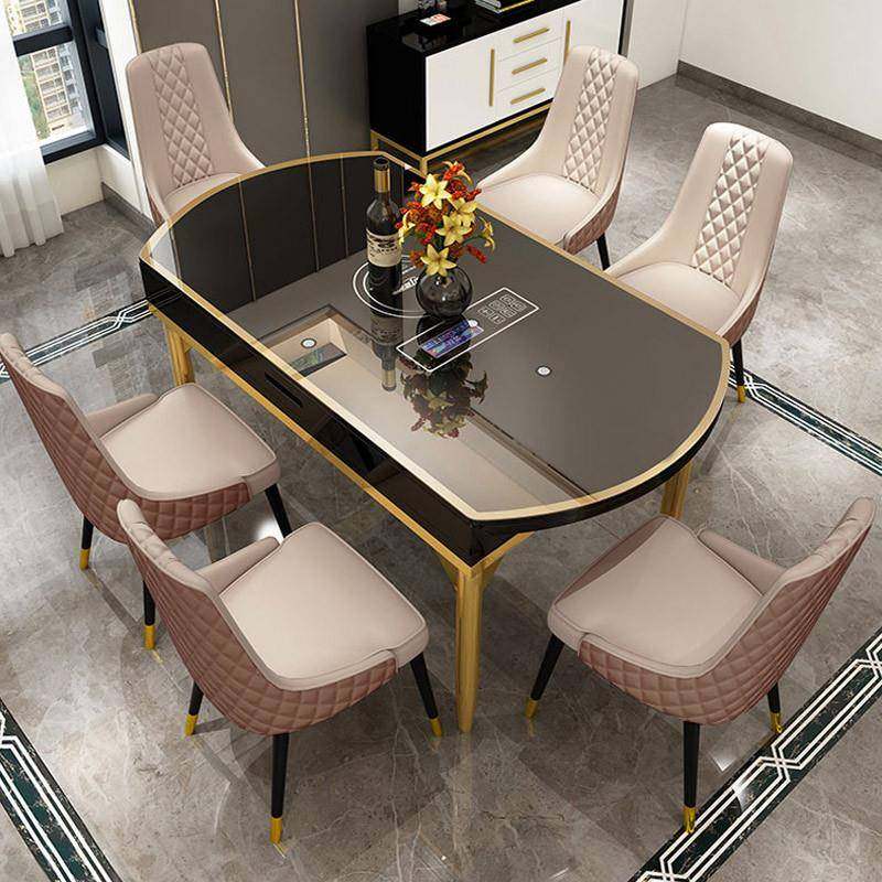 餐桌椅组合套装轻奢伸缩折叠电磁炉简约家用饭桌北欧实木餐桌