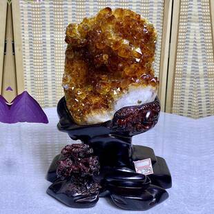 天然巴西黄水晶簇黄水晶洞原石玛瑙洞摆件玛瑙洞摆件