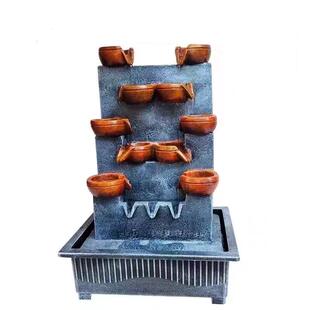 现代创意产品假山喷泉流水工艺品风水轮家居室内装饰桌面摆件