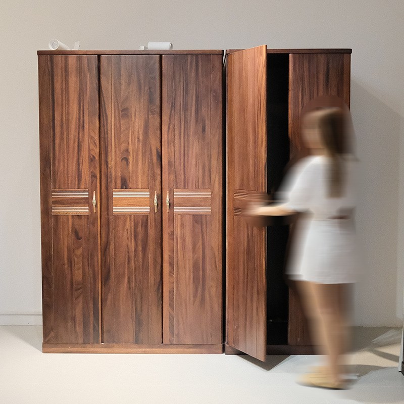 实木衣柜二门三门四门五门六门乌金木衣柜现代简约储物大容量衣柜