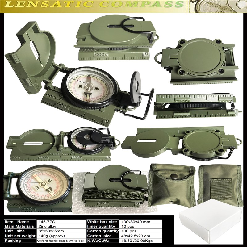 厂家美式L45-7ZC 户外多功能指南针指北针高精度专业野营夜光指北