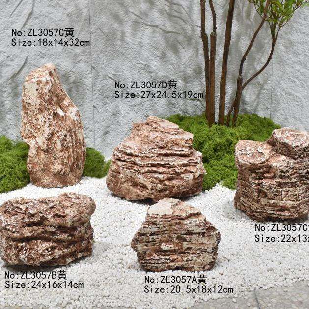 仿真黄蜡石头玻璃钢石头树脂园林装饰假石头园林大景观婚庆道具