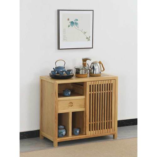 茶水柜新中式实木茶桌边柜小茶柜边几内嵌烧水壶一体中式茶台