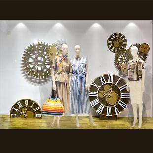 橱窗美陈道具 时光主题罗马钟表舞台摆件齿轮风格 2022新品 pvc欧式