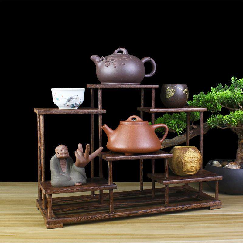 茶具架茶架小博古架鸡翅木多宝阁展示架底座架实木紫砂壶