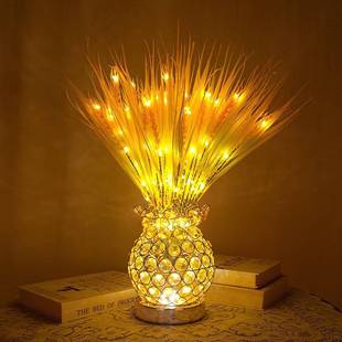 新款大麦麦穗水晶灯开业大麦摆件大麦花篮花束三色光充电款麦穗灯