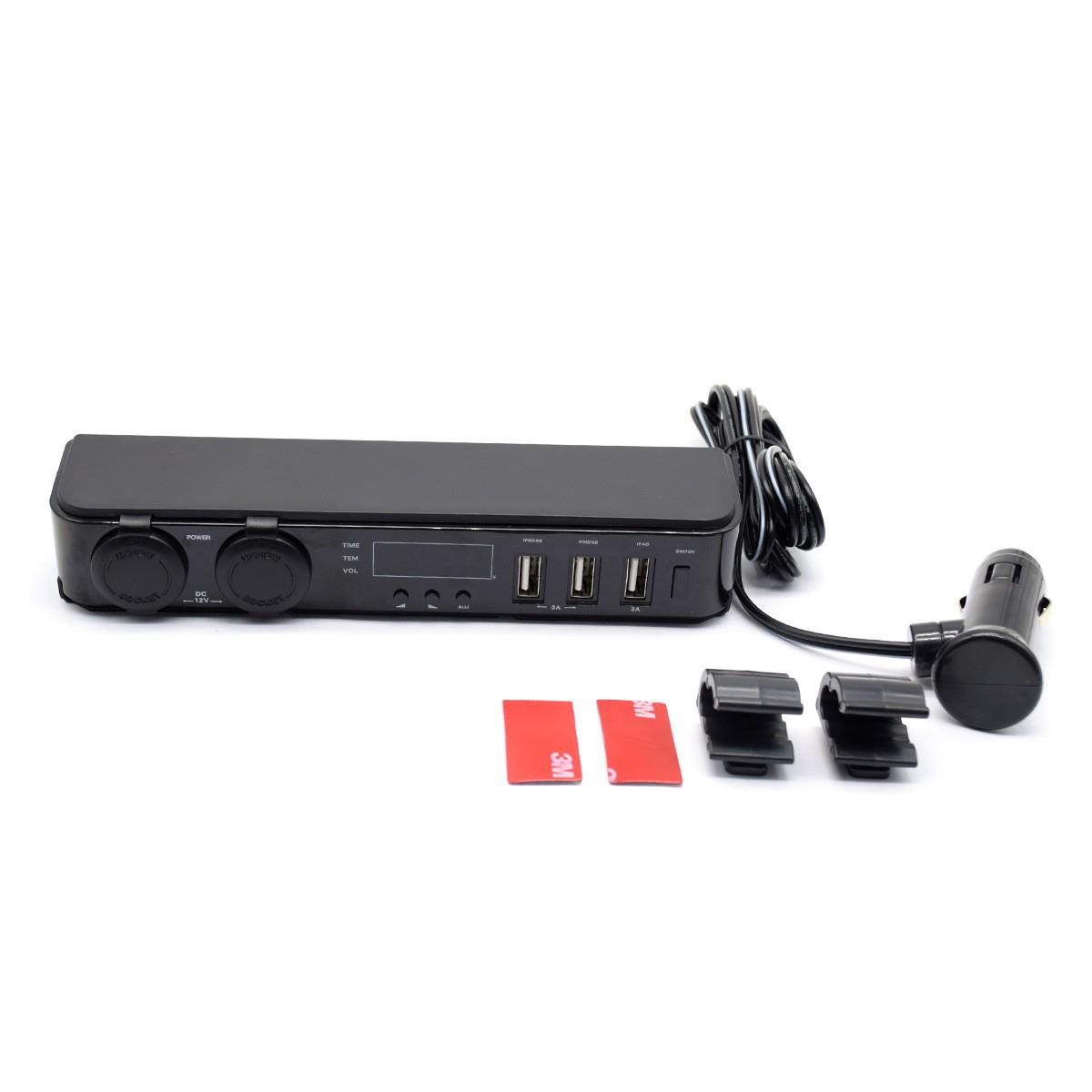 热品后座多功能车充3USB1.5+1.5+3A带公头