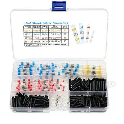 防水热缩焊锡环350PCS盒装焊锡管免压接线端绝缘套管电线保护套