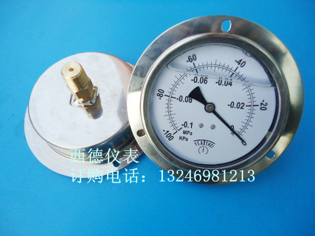 100MM背式带边耐震真空表-0.1MPA/-100KPA真空表负压表3/8牙