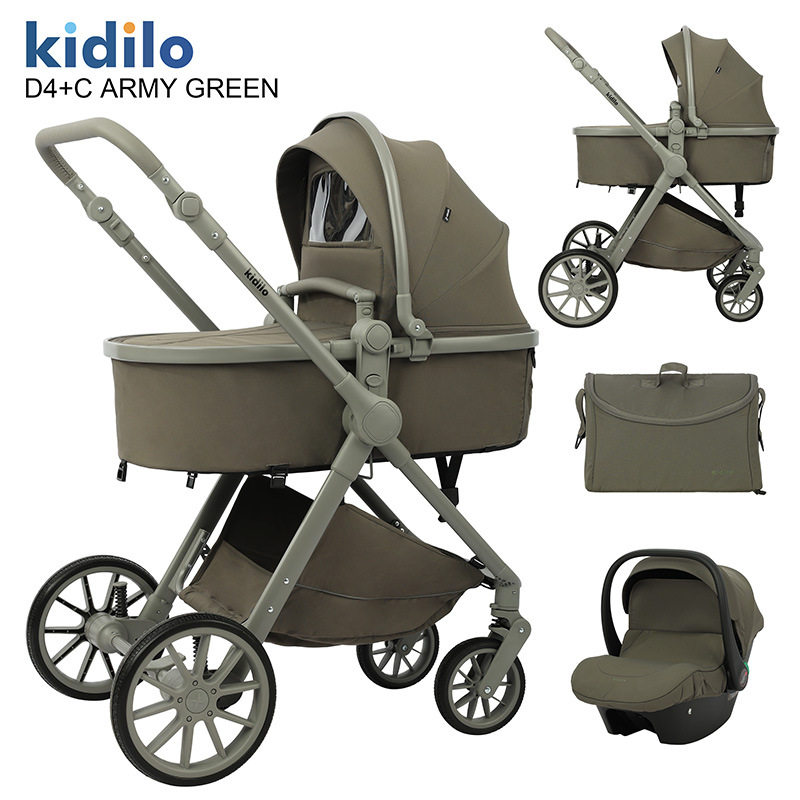 Kidilo婴儿车双向可坐可躺新生儿童车三合一高景观折叠宝宝手推车