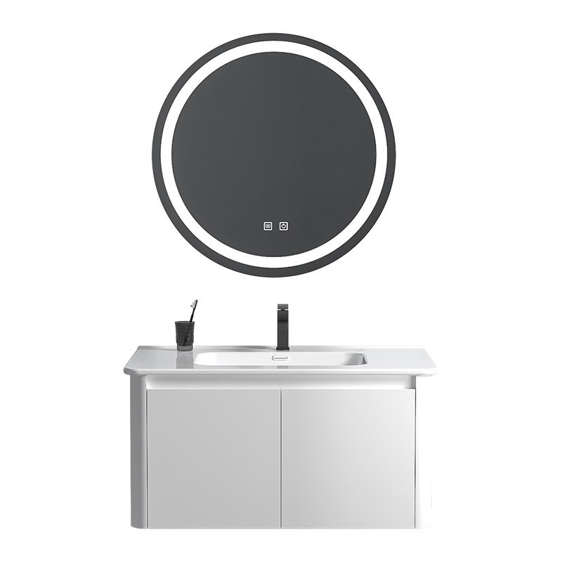 落地式太空铝浴室柜智能洗脸台盆组合卫生间洗漱台圆角陶瓷一体盆