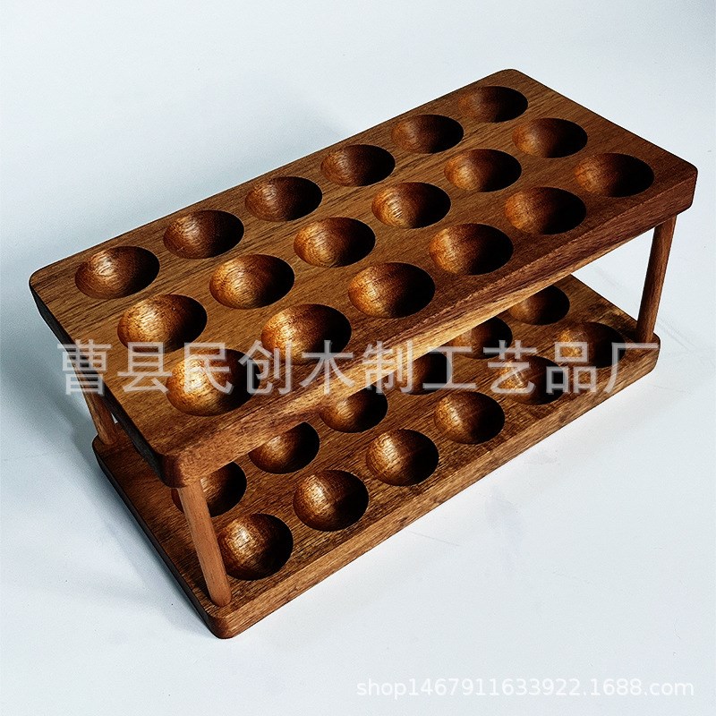 实木鸡蛋托家用厨房置物架鸡蛋收纳架双层置物架厨房桌面鸡蛋托