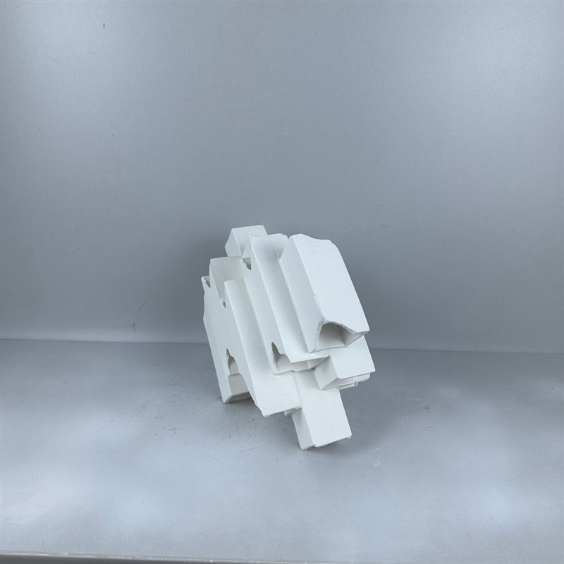 现代简约陶瓷白色方管巢形摆件售楼处样板间客厅桌面软装家居饰品