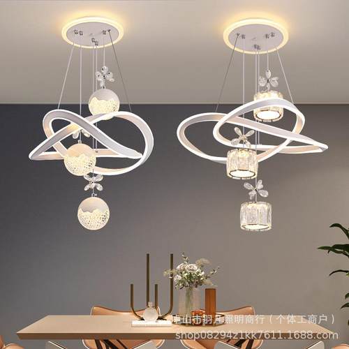 水晶餐厅吊灯简约现代创意个性吧台灯具北欧LED卧室楼梯灯饰