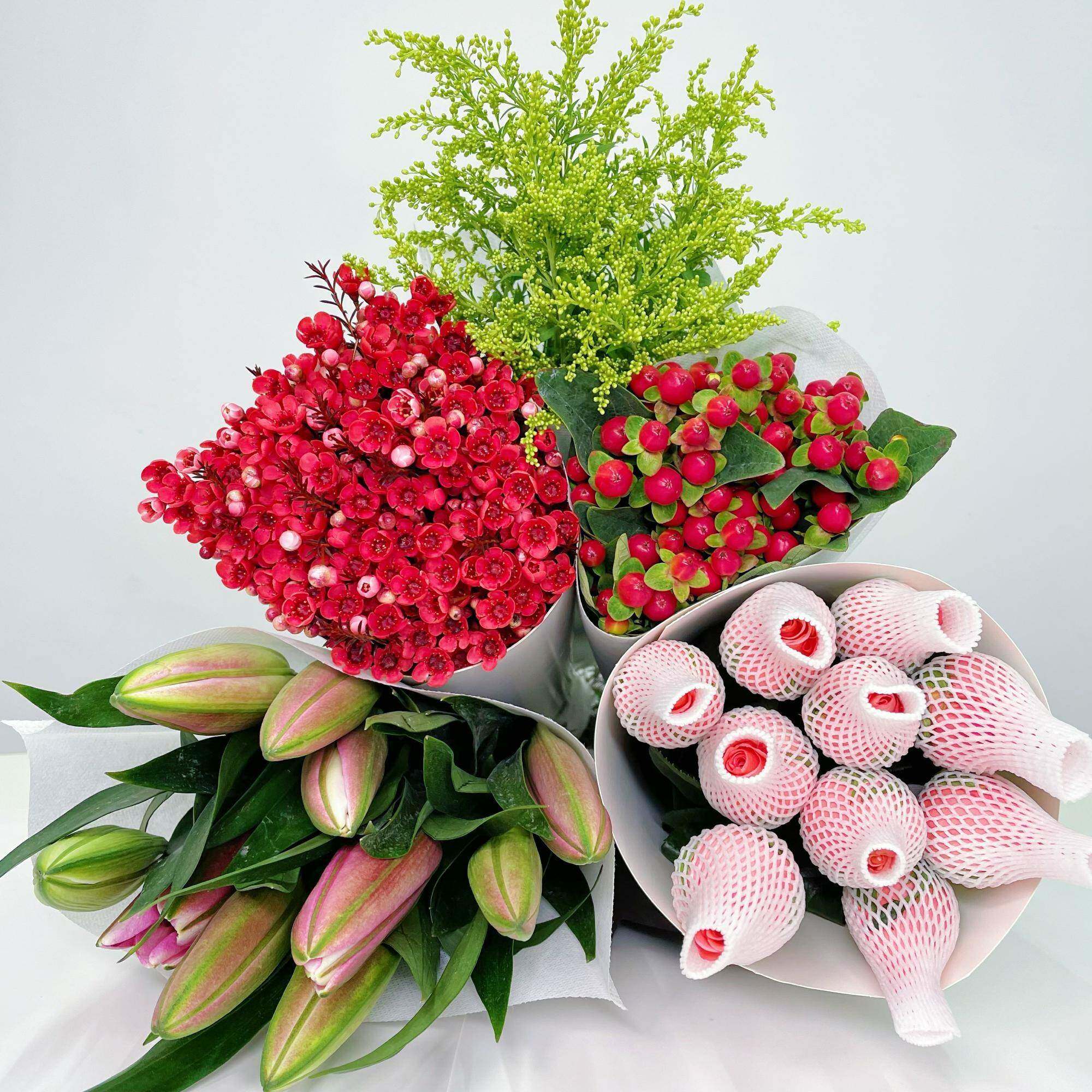 粉玫瑰腊梅百合郁金香新鲜鲜花云南直发瓶插水养