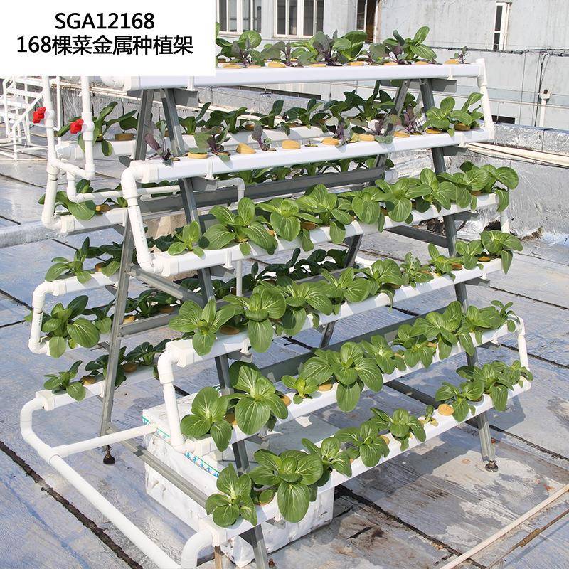 无土栽培设备幸运买家金属水培种植架管道花卉阳台室外168棵蔬菜