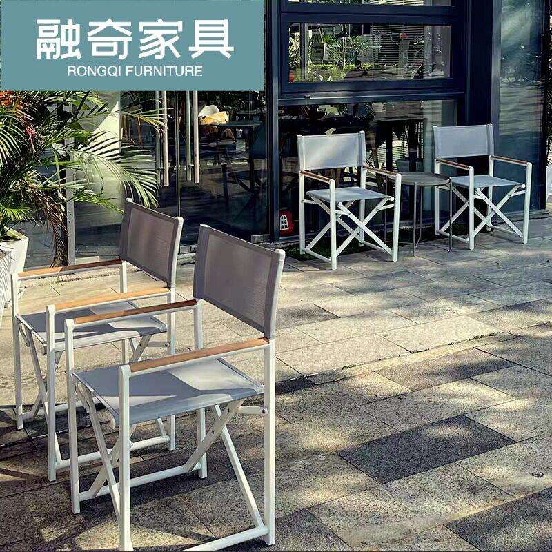 户外铝合金折叠椅休闲阳台椅餐厅海边露营月亮椅折叠便携导演椅