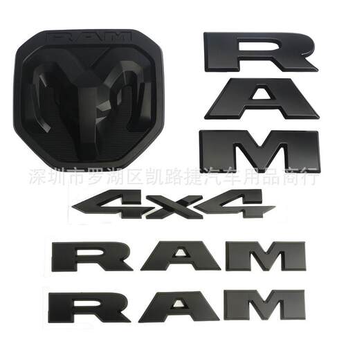 适用于新款道奇RAM中网标改装侧标RAM皮卡后尾箱标RAM5件套标