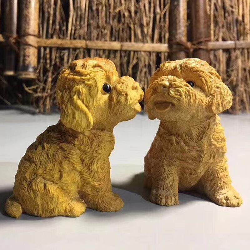 黄杨木泰迪犬雕刻木雕摆饰摆件家居客厅书房装饰工艺品