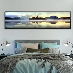 北欧装饰画客厅横版长幅挂画大海风景画现代简约酒店卧室床头画