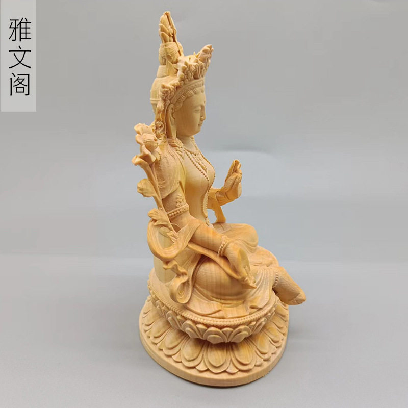 厂家批发大叶黄杨木雕刻度母款摆件摆饰100×72×60手把件工艺