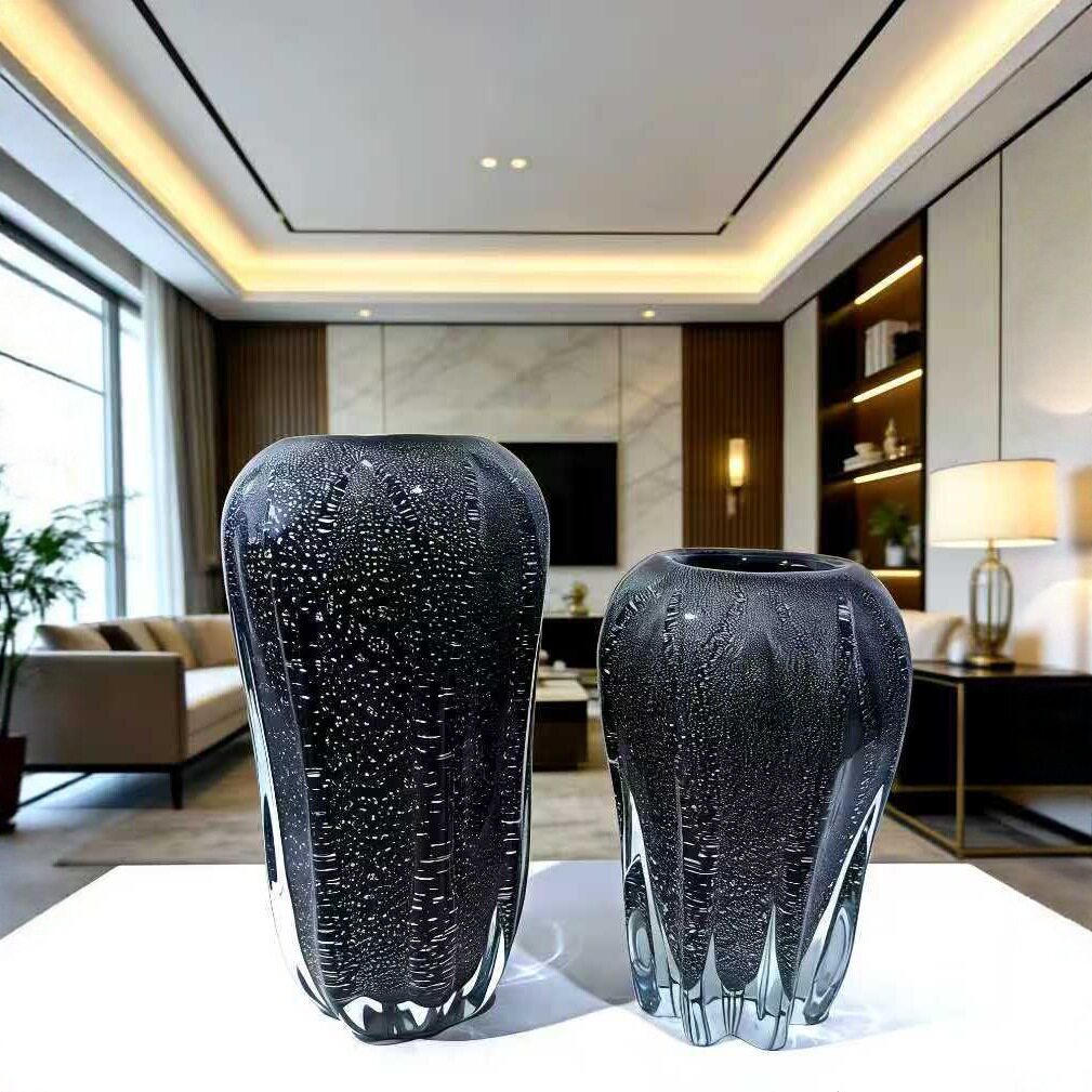 现代家居摆饰花瓶摆件客厅插花轻奢样板间氛围感软装餐桌玻璃花器