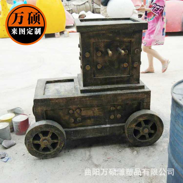 小车雕塑广场公园步行街玻璃钢雕塑 古代战车雕塑 玻璃钢雕塑摆件