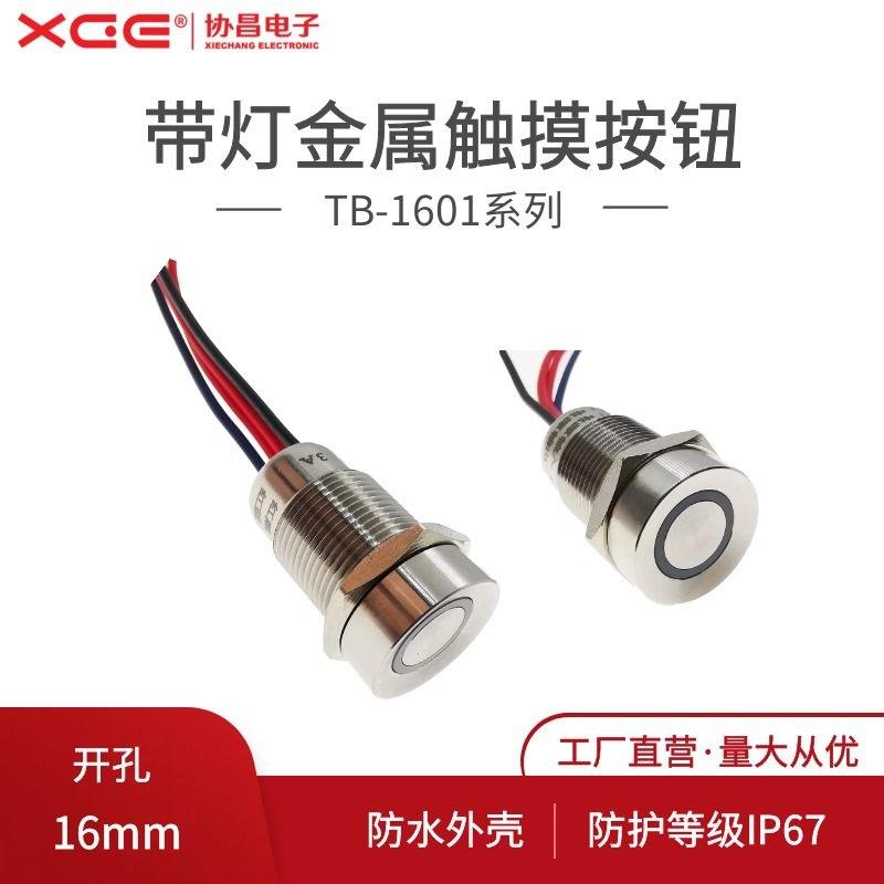 协昌 16MM 不锈钢触摸开关 金属触摸按钮 带灯12V-24V 触碰开关