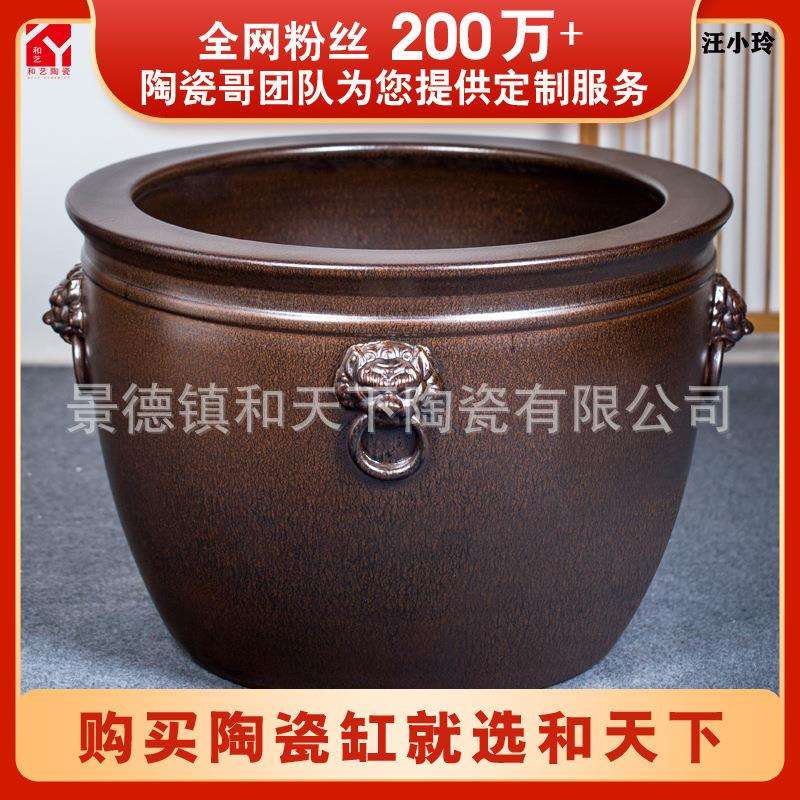 陶瓷鱼缸陶瓷大缸养鱼盆荷花缸乌龟庭院大缸大水缸古法养鱼书画缸