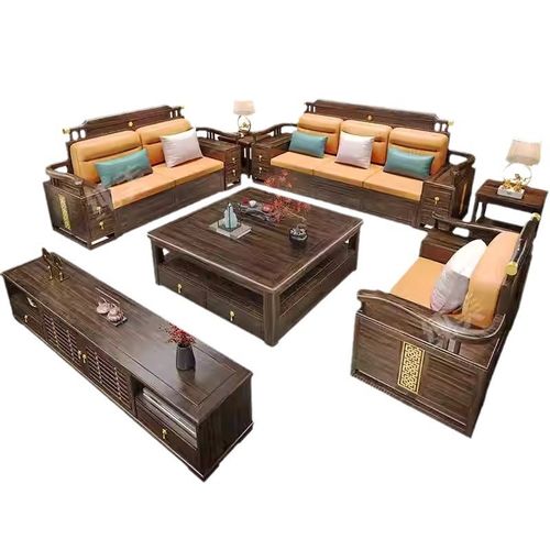 乌金木新中式实木沙发客厅组合大小户型冬夏两用高箱储物实木沙发