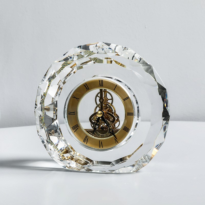 K9水晶钟表座钟 客厅现代简约欧式创意时尚 办公室装饰摆件